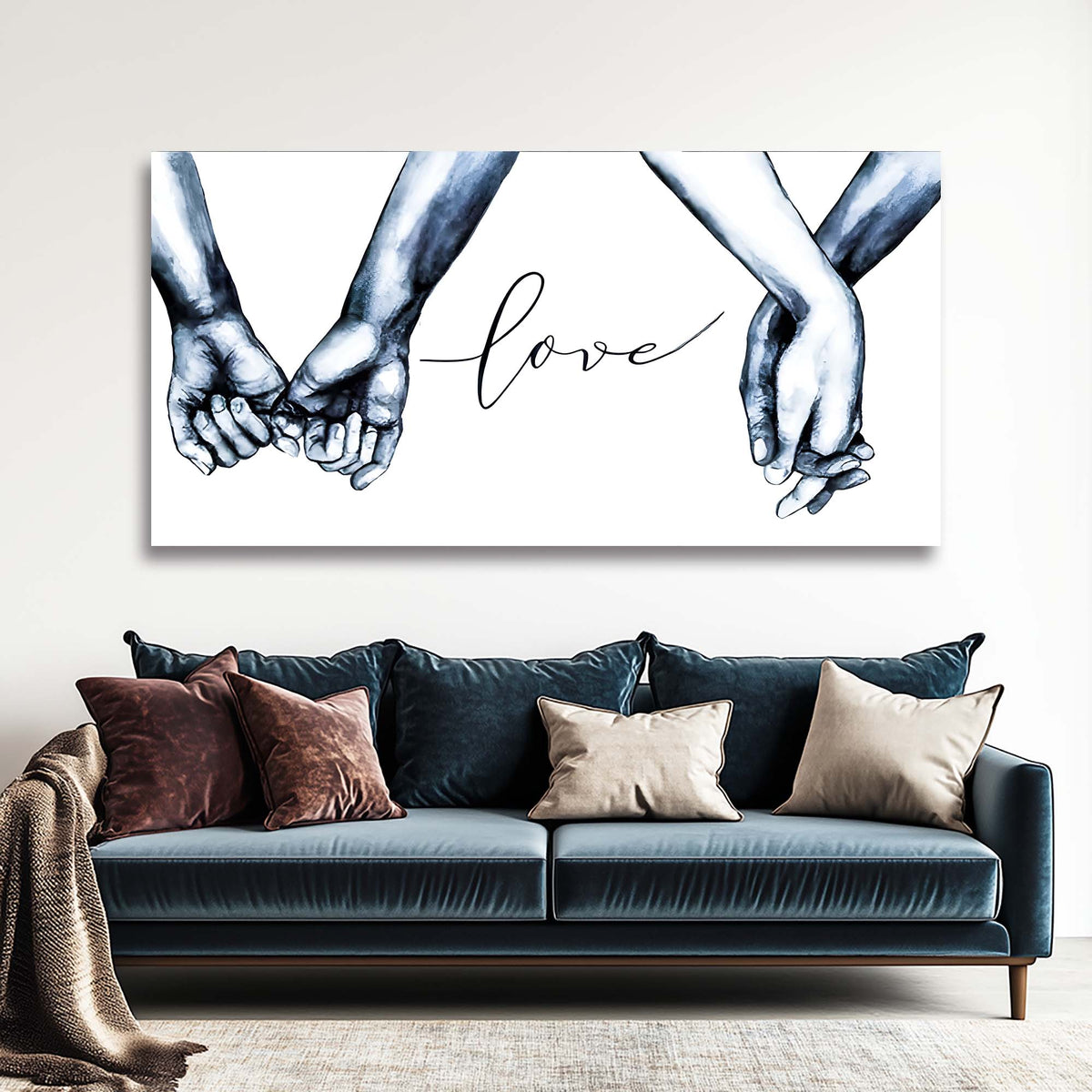 Navy Blue Abstract Wall Art for Living Room Canvas Painting Prints Art Deco Artwork Office Bedroom Decor