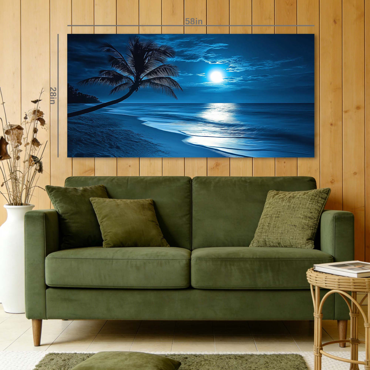 Navy Blue Tropical Nature Wall Art for Living Room Canvas Painting Prints Artwork Family Bedroom Office Decor