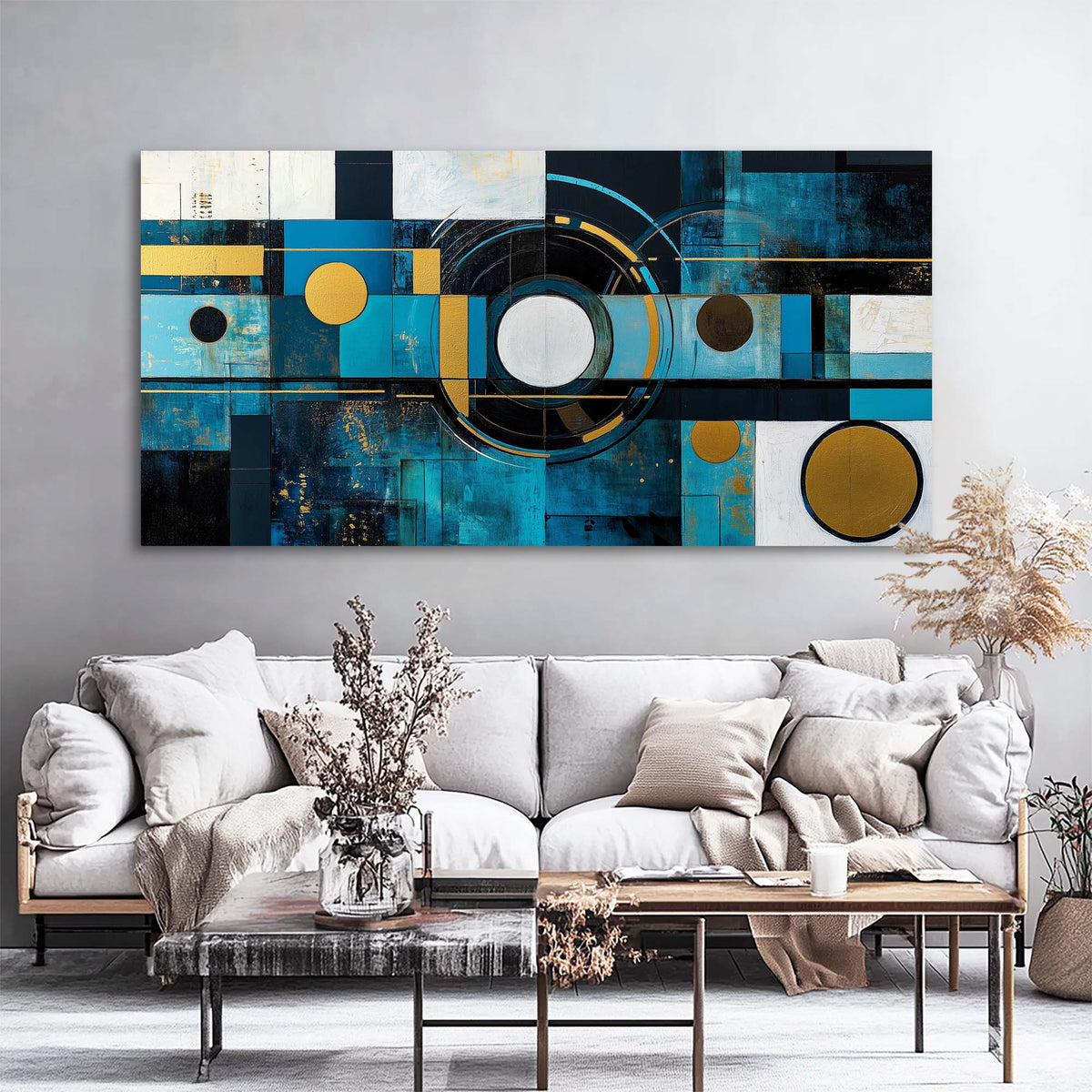 Blue Abstract Abstract Wall Art for Living Room Canvas Painting Prints Artwork Family Bedroom Office Decor