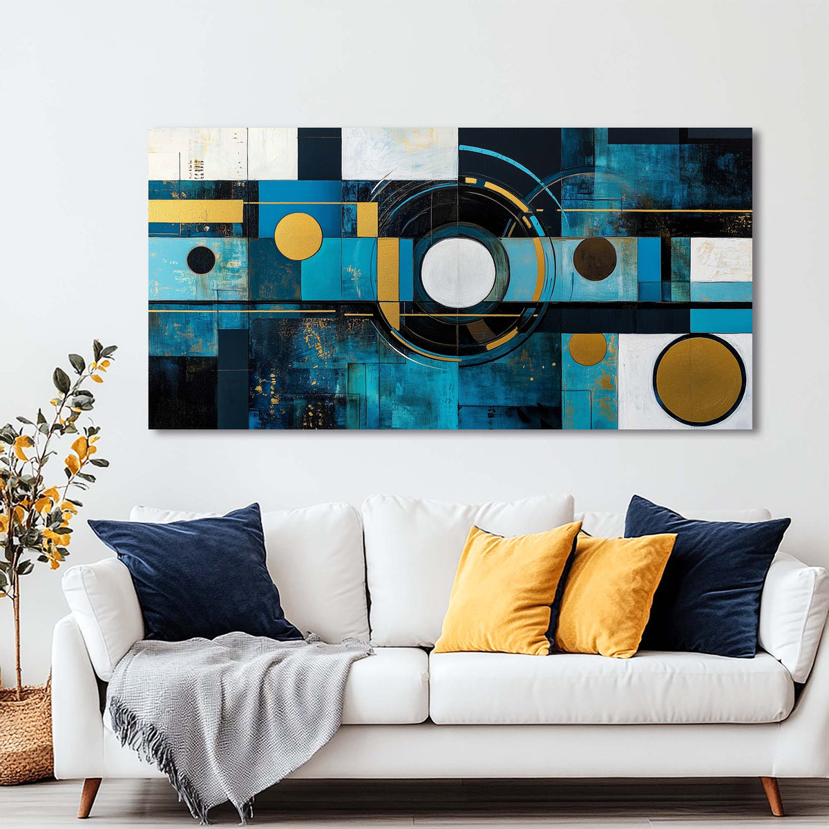 Blue Abstract Abstract Wall Art for Living Room Canvas Painting Prints Artwork Family Bedroom Office Decor