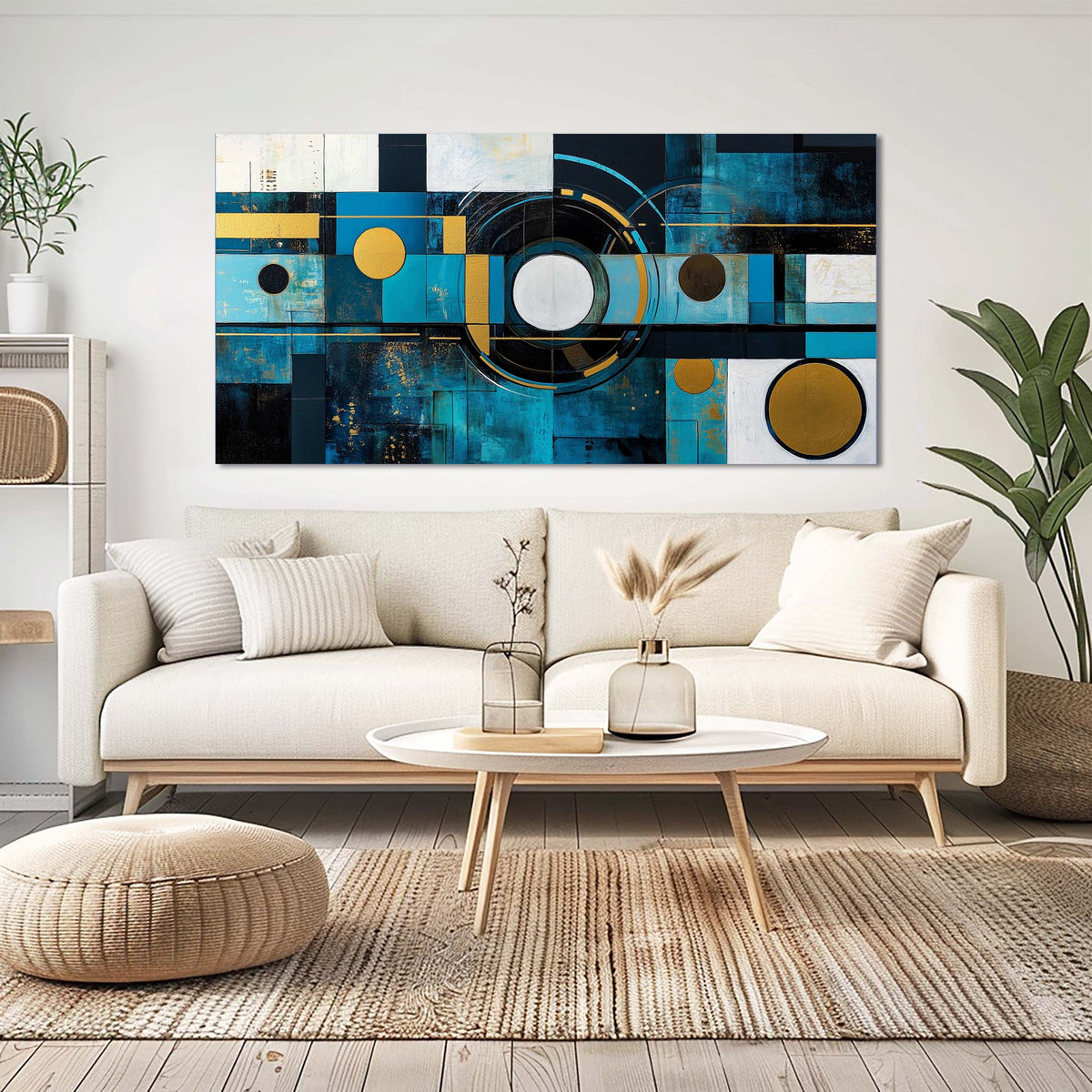 Blue Abstract Abstract Wall Art for Living Room Canvas Painting Prints Artwork Family Bedroom Office Decor