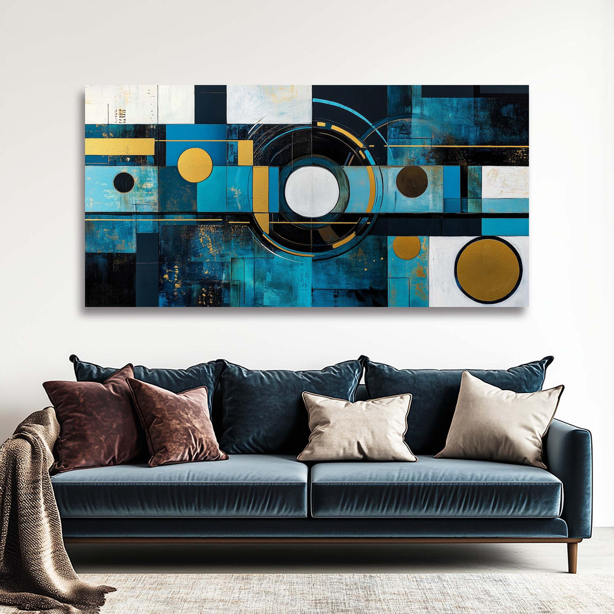 Blue Abstract Abstract Wall Art for Living Room Canvas Painting Prints Artwork Family Bedroom Office Decor
