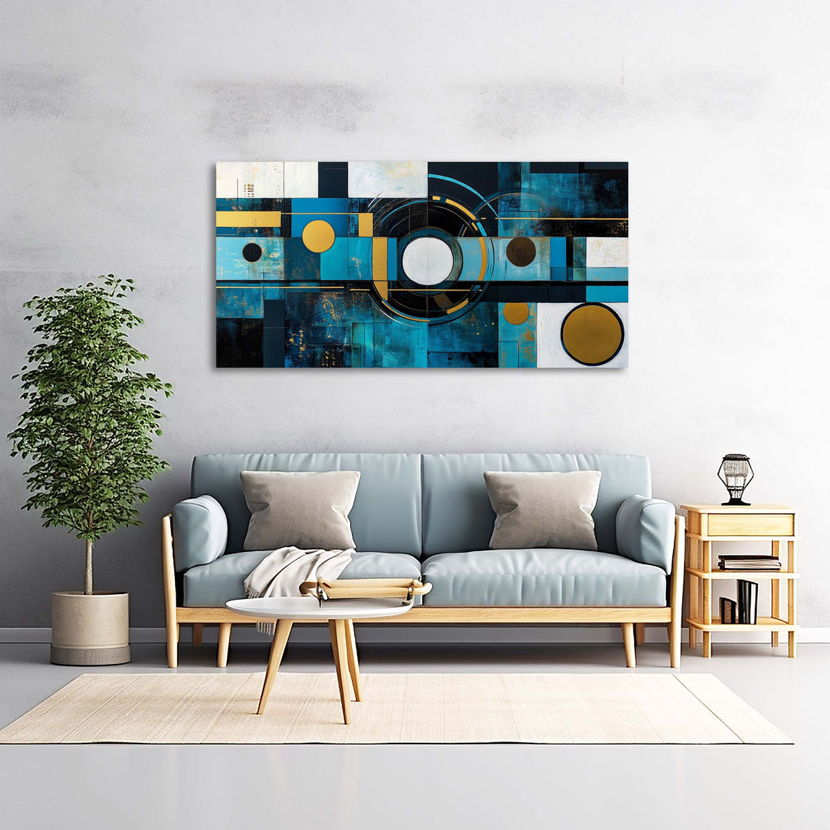 Blue Abstract Abstract Wall Art for Living Room Canvas Painting Prints Artwork Family Bedroom Office Decor