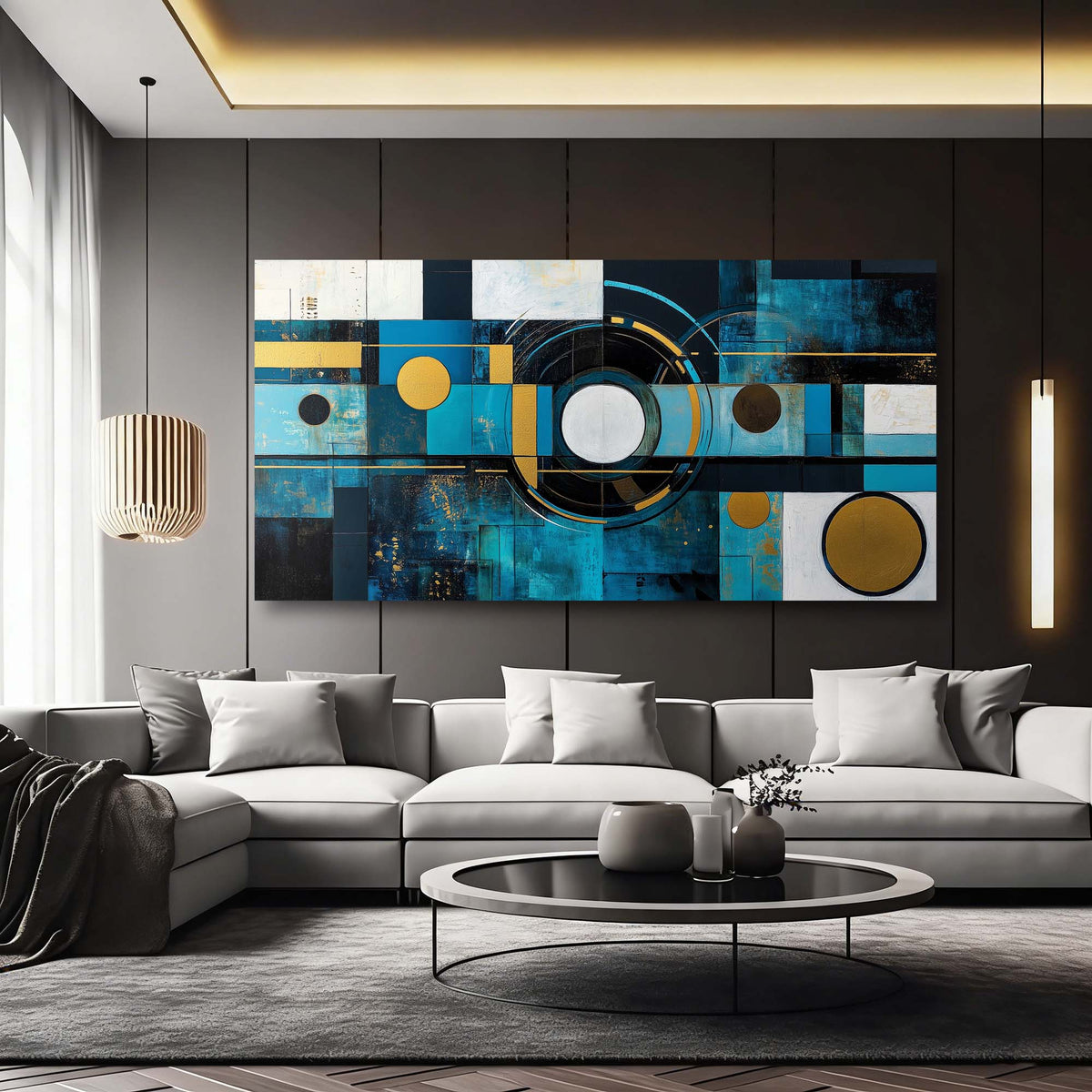 Blue Abstract Abstract Wall Art for Living Room Canvas Painting Prints Artwork Family Bedroom Office Decor