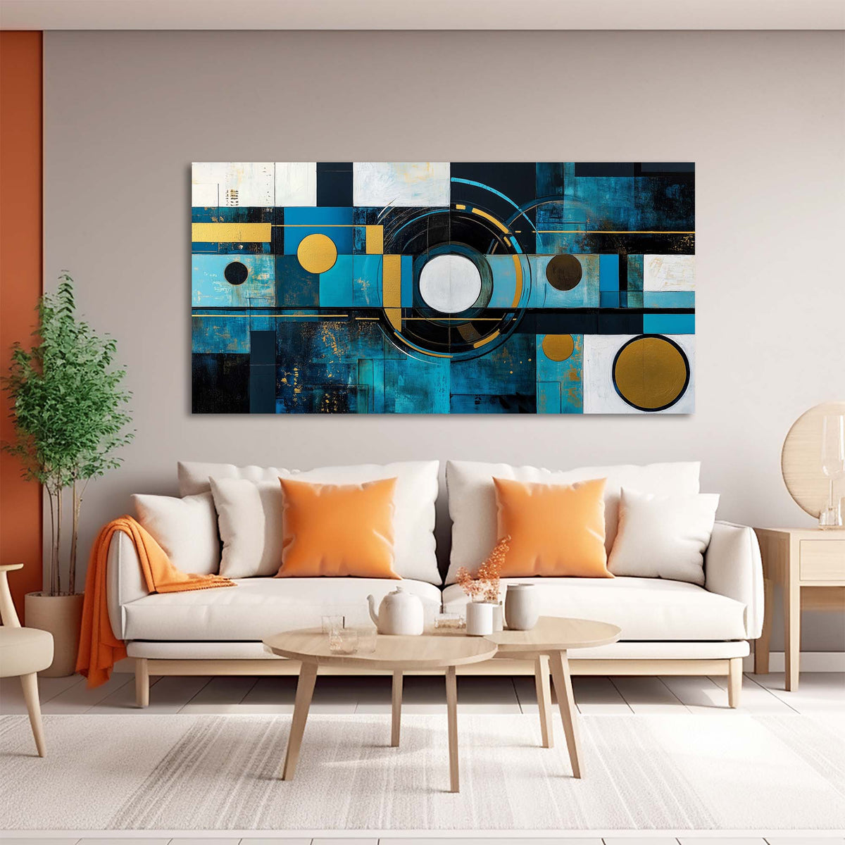 Blue Abstract Abstract Wall Art for Living Room Canvas Painting Prints Artwork Family Bedroom Office Decor