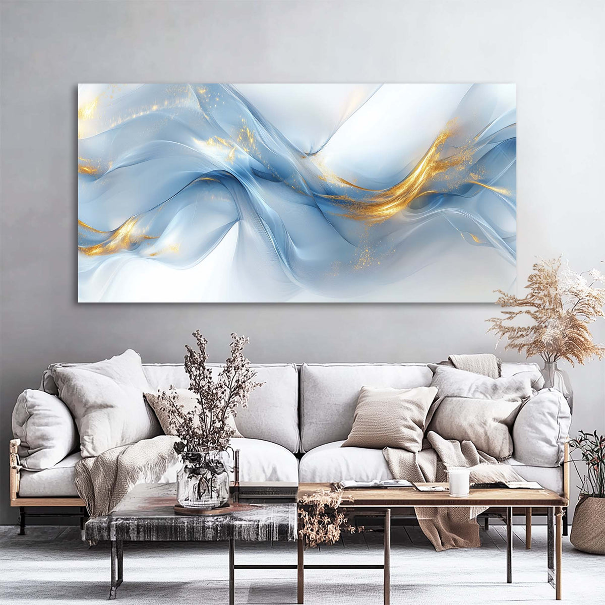 Blue Abstract Abstract Wall Art Modern Canvas Painting Prints Artwork Office Hallway Bedroom Living Room Decor