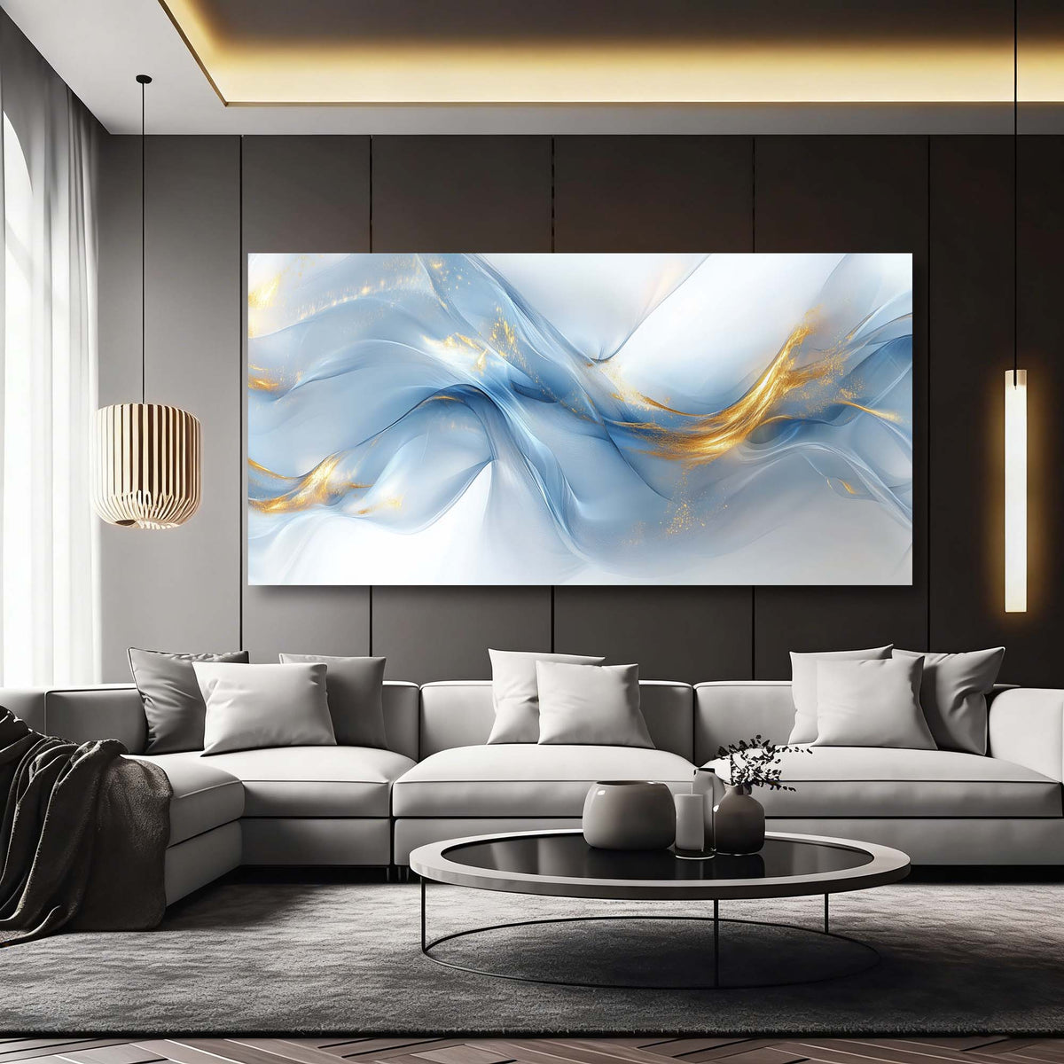 Blue Abstract Abstract Wall Art Modern Canvas Painting Prints Artwork Office Hallway Bedroom Living Room Decor