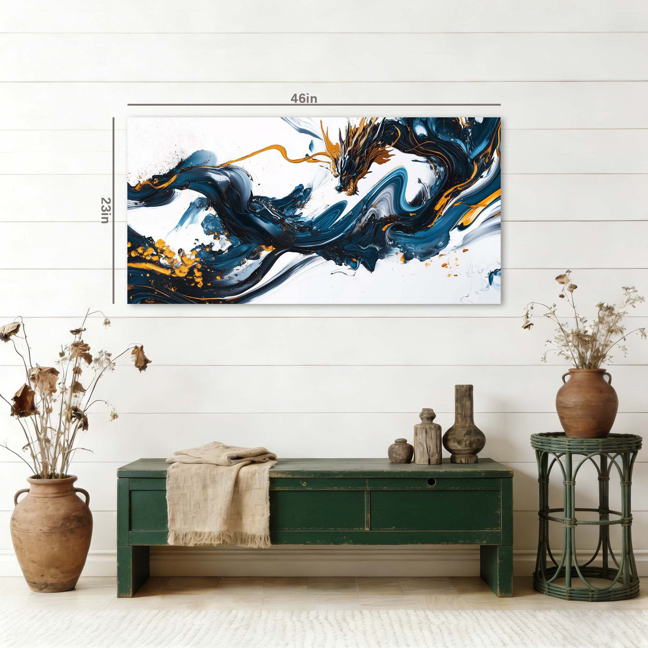 Navy Blue Fantasy Abstract Wall Art Art Deco Painting Prints Canvas Artwork Living Room Family Bedroom Office Decor