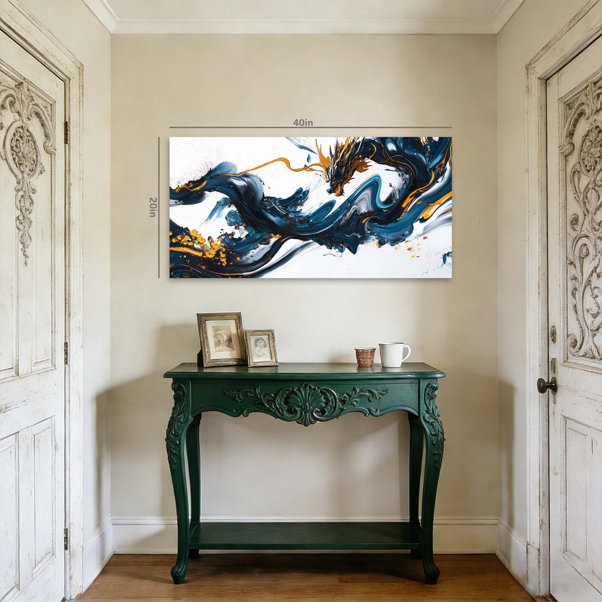 Navy Blue Fantasy Abstract Wall Art Art Deco Painting Prints Canvas Artwork Living Room Family Bedroom Office Decor