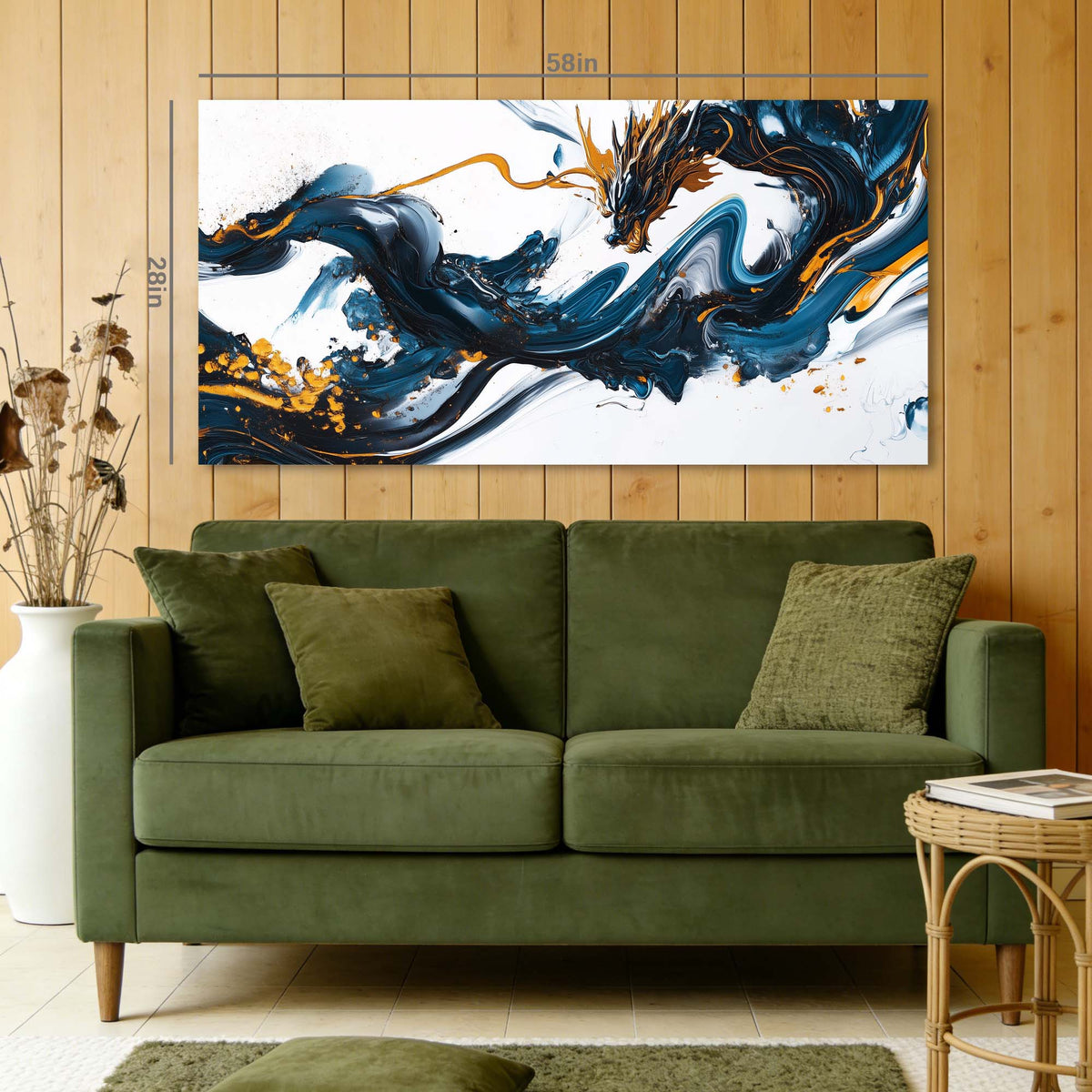 Navy Blue Fantasy Abstract Wall Art Art Deco Painting Prints Canvas Artwork Living Room Family Bedroom Office Decor