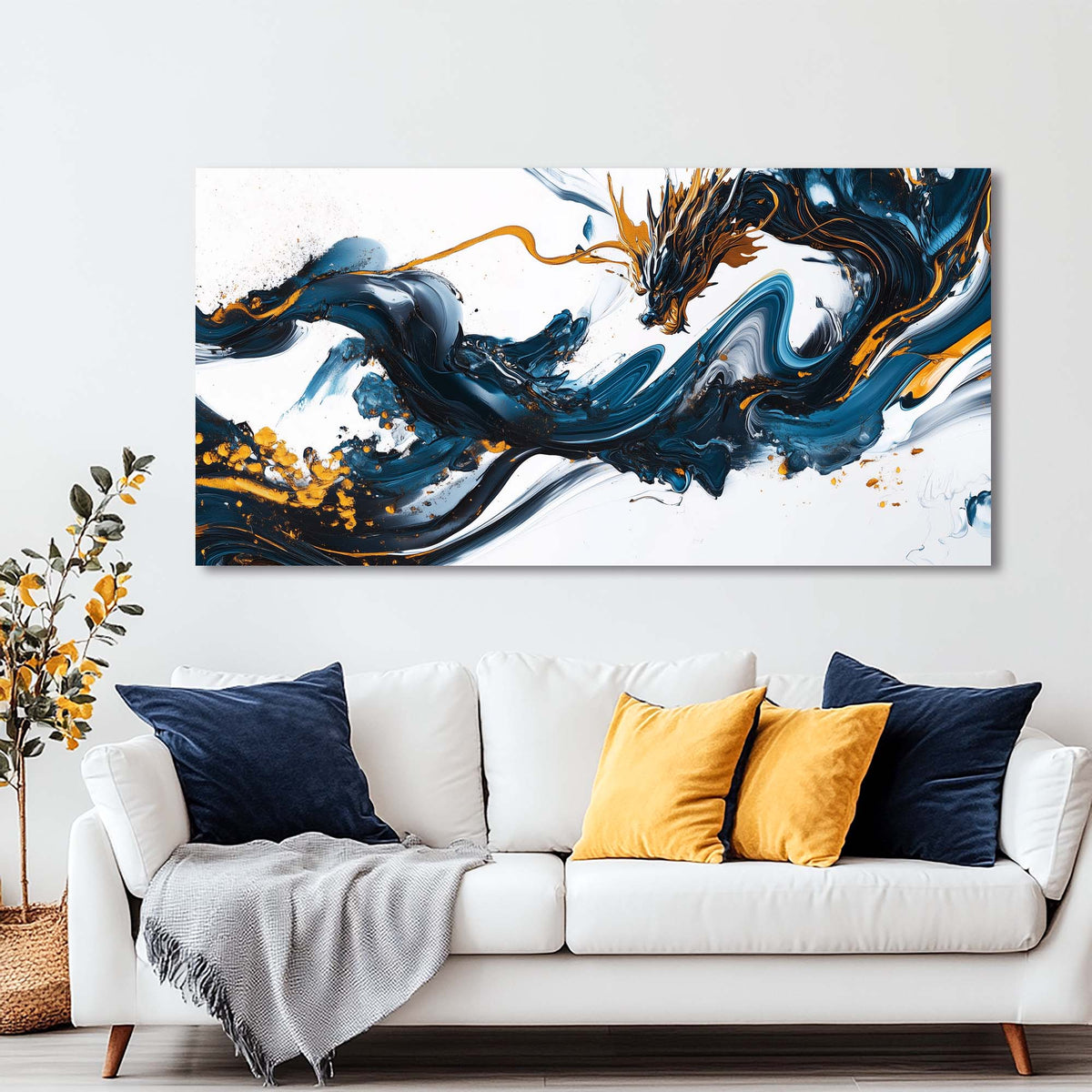 Navy Blue Fantasy Abstract Wall Art Art Deco Painting Prints Canvas Artwork Living Room Family Bedroom Office Decor
