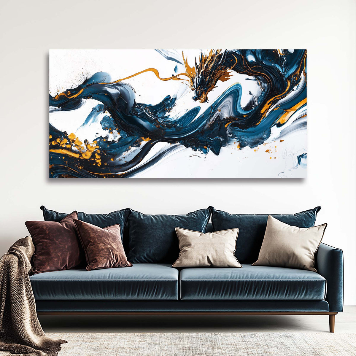 Navy Blue Fantasy Abstract Wall Art Art Deco Painting Prints Canvas Artwork Living Room Family Bedroom Office Decor