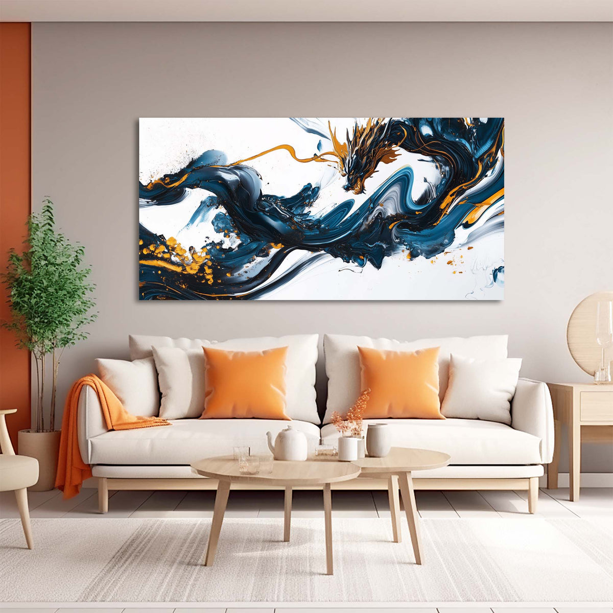 Navy Blue Fantasy Abstract Wall Art Art Deco Painting Prints Canvas Artwork Living Room Family Bedroom Office Decor