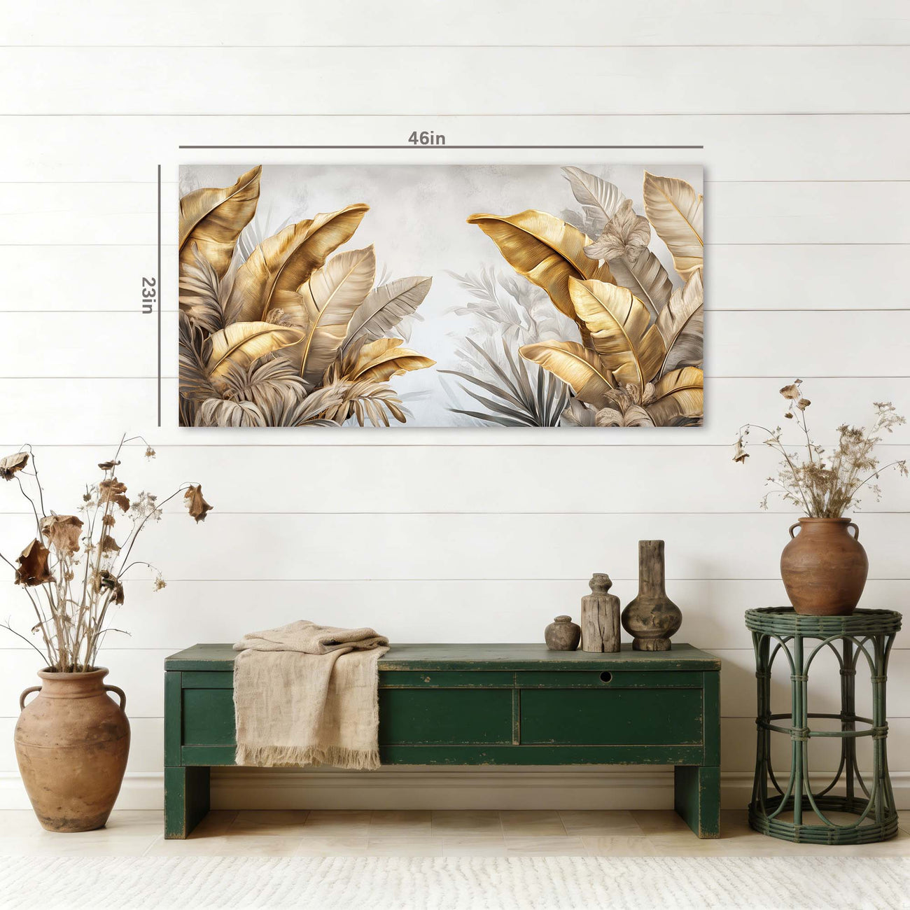 Light Gray Tropical Floral Wall Art Canvas Painting Prints Artwor Office Bedroom Living Room Decor