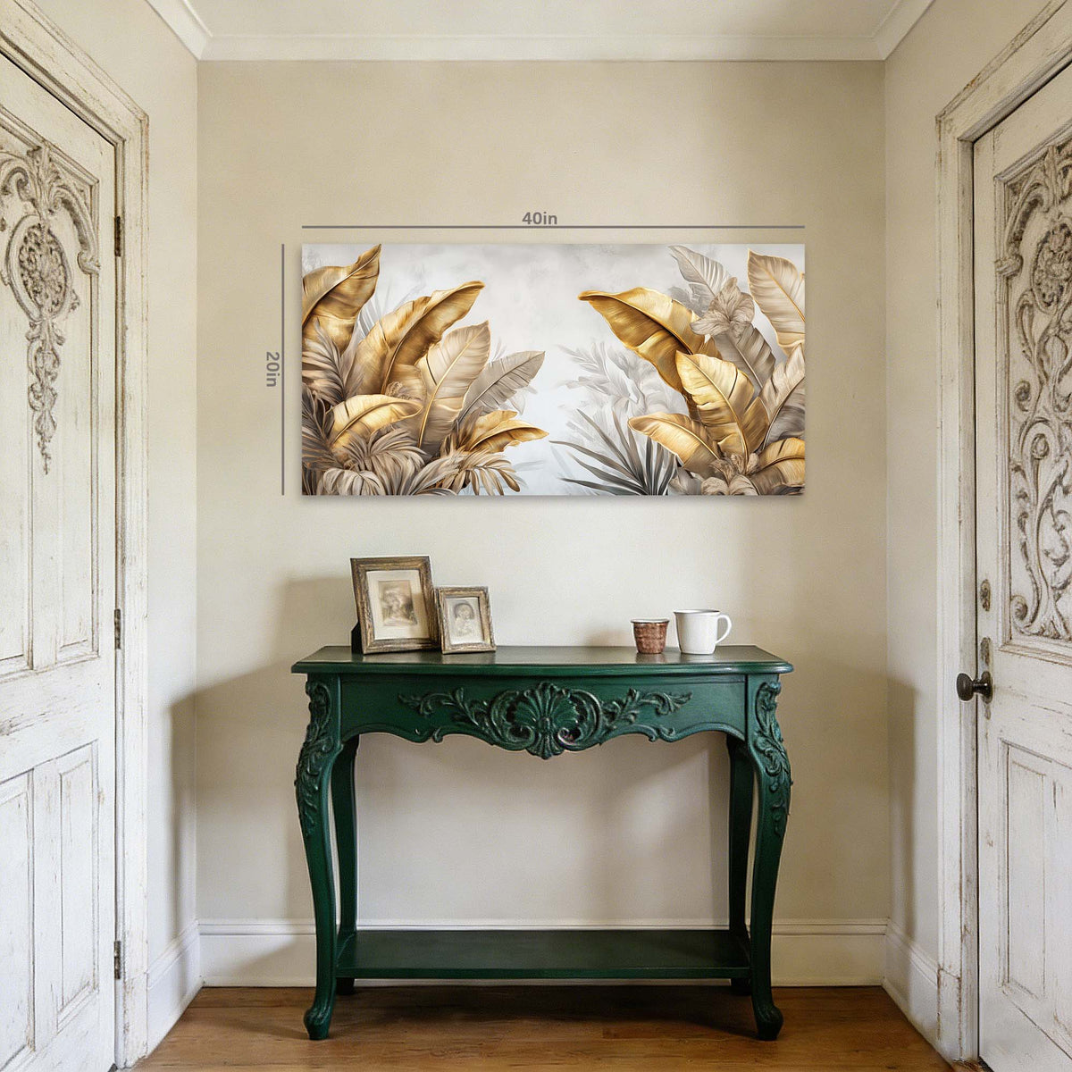 Light Gray Tropical Floral Wall Art Canvas Painting Prints Artwor Office Bedroom Living Room Decor