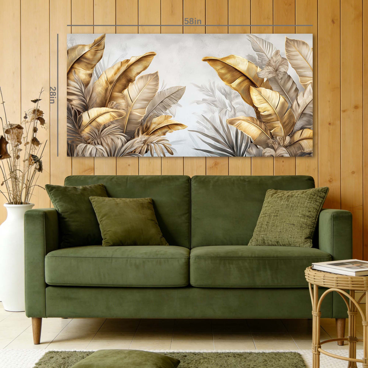 Light Gray Tropical Floral Wall Art Canvas Painting Prints Artwor Office Bedroom Living Room Decor
