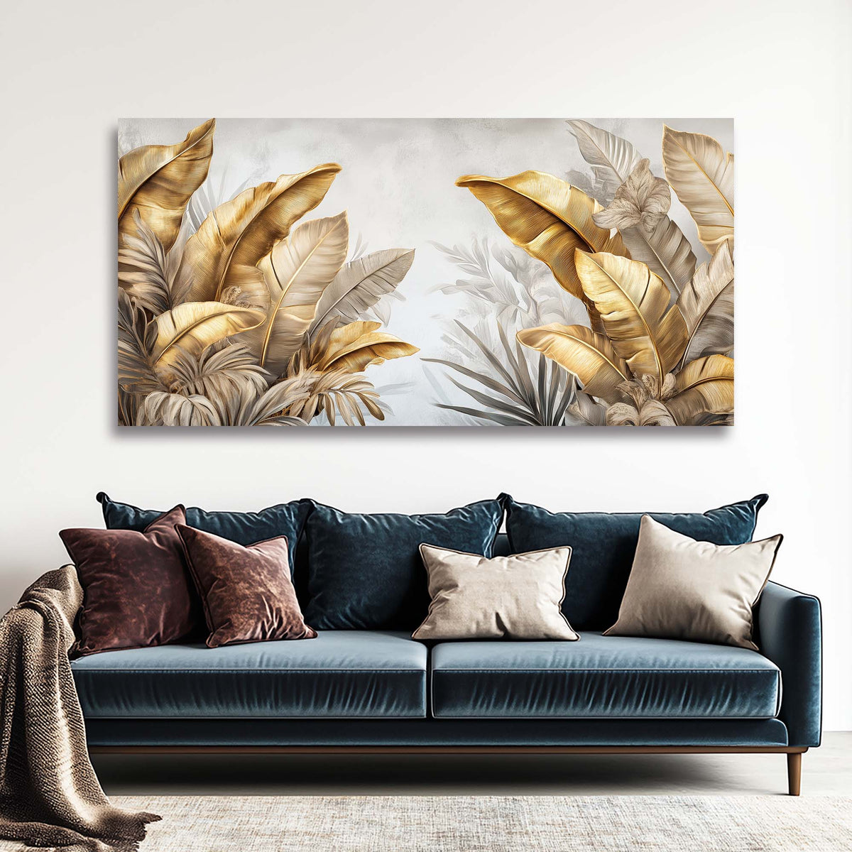 Light Gray Tropical Floral Wall Art Canvas Painting Prints Artwor Office Bedroom Living Room Decor