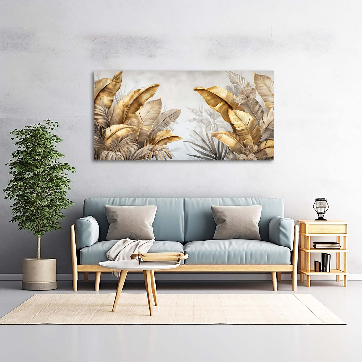 Light Gray Tropical Floral Wall Art Canvas Painting Prints Artwor Office Bedroom Living Room Decor