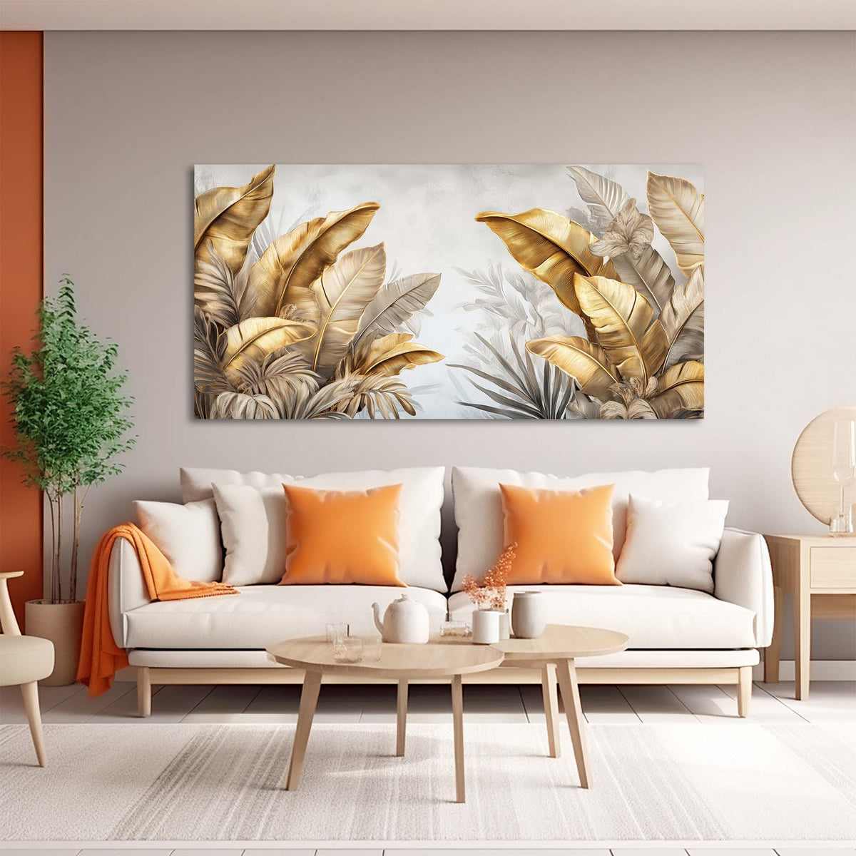 Light Gray Tropical Floral Wall Art Canvas Painting Prints Artwor Office Bedroom Living Room Decor