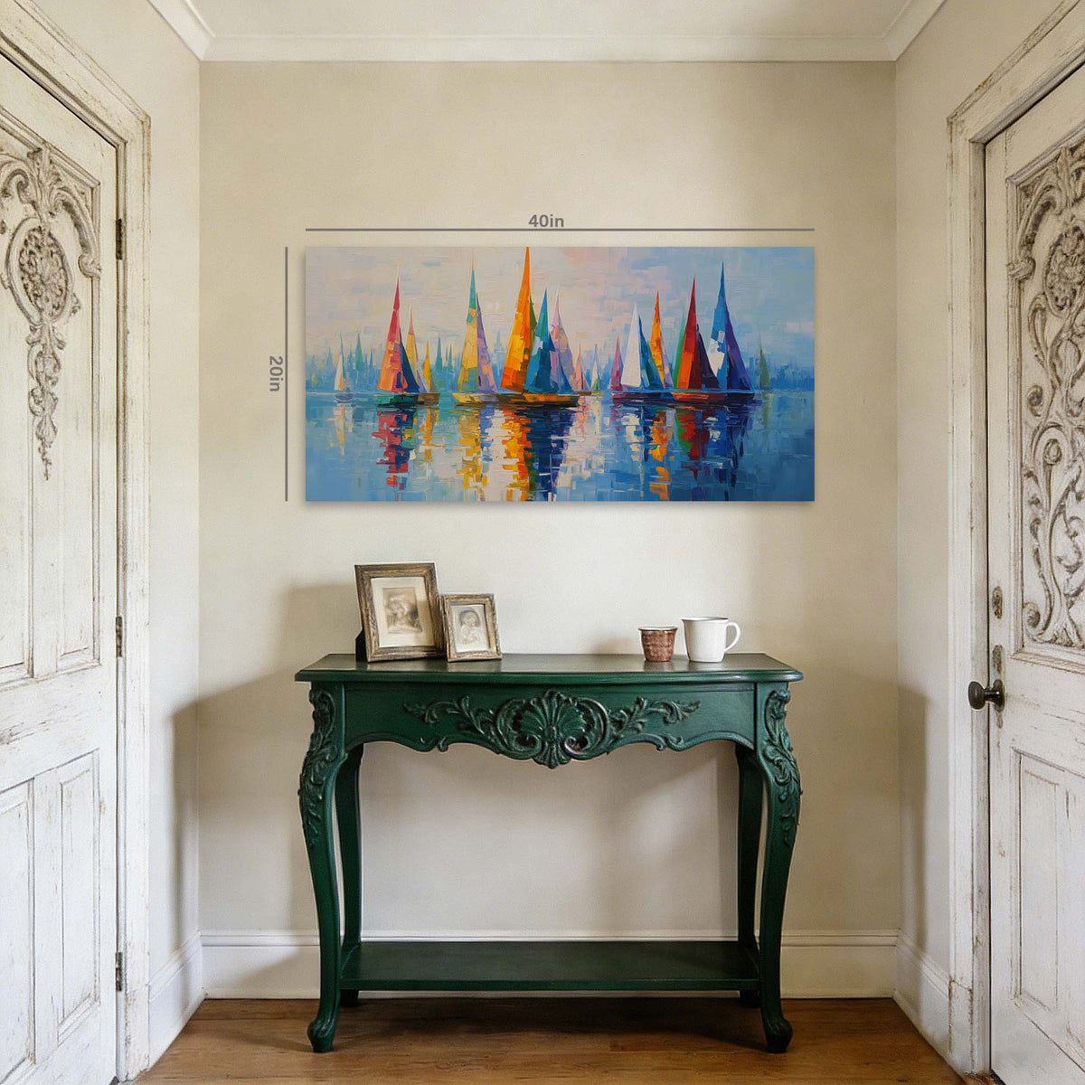 Navy Blue Nautical Abstract Wall Art Canvas Painting Prints Artwor Office Bedroom Living Room Decor