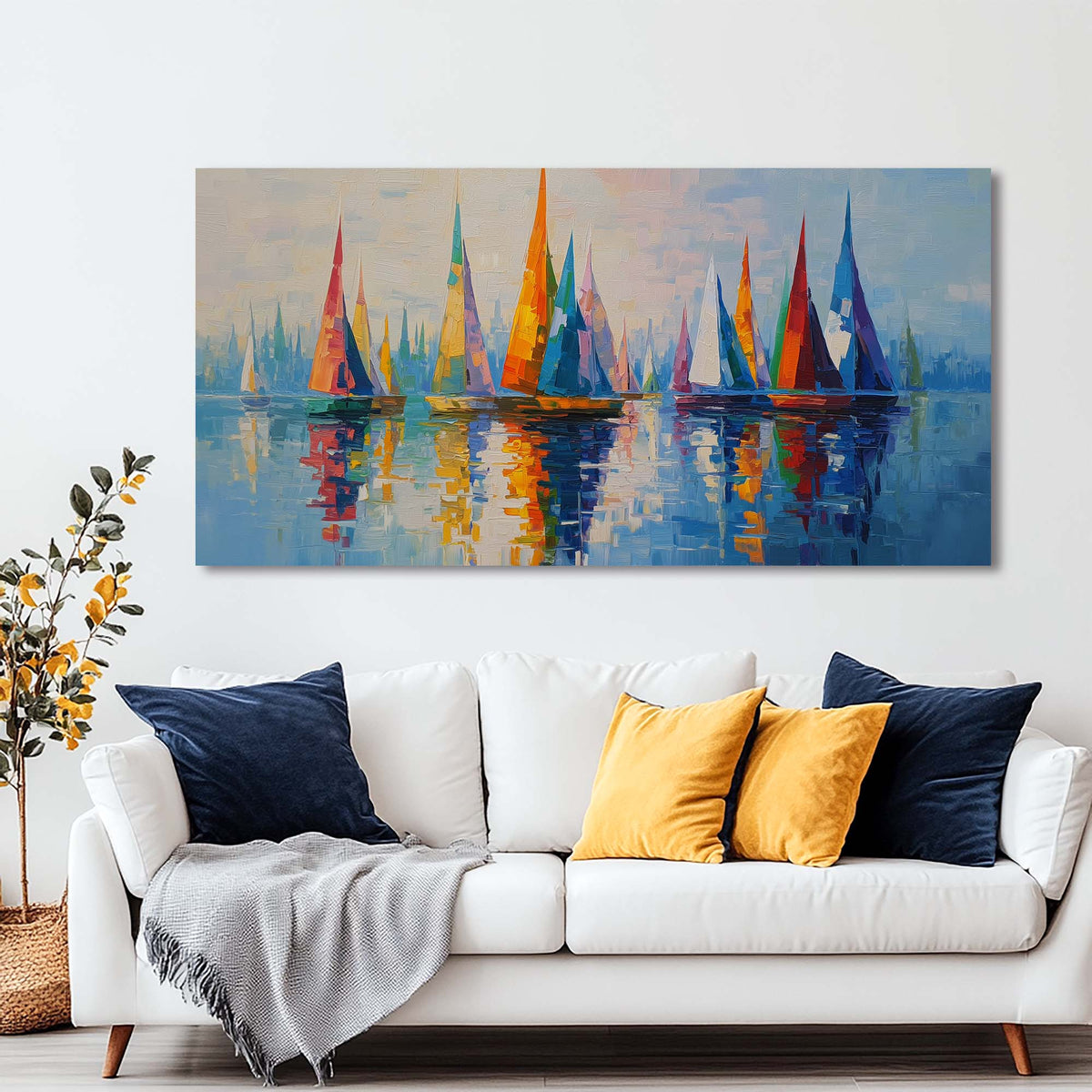 Navy Blue Nautical Abstract Wall Art Canvas Painting Prints Artwor Office Bedroom Living Room Decor