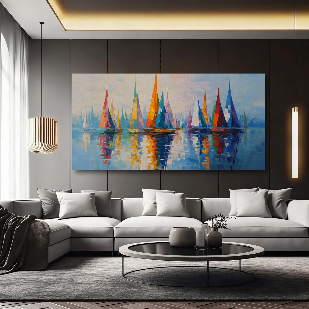 Navy Blue Nautical Abstract Wall Art Canvas Painting Prints Artwor Office Bedroom Living Room Decor