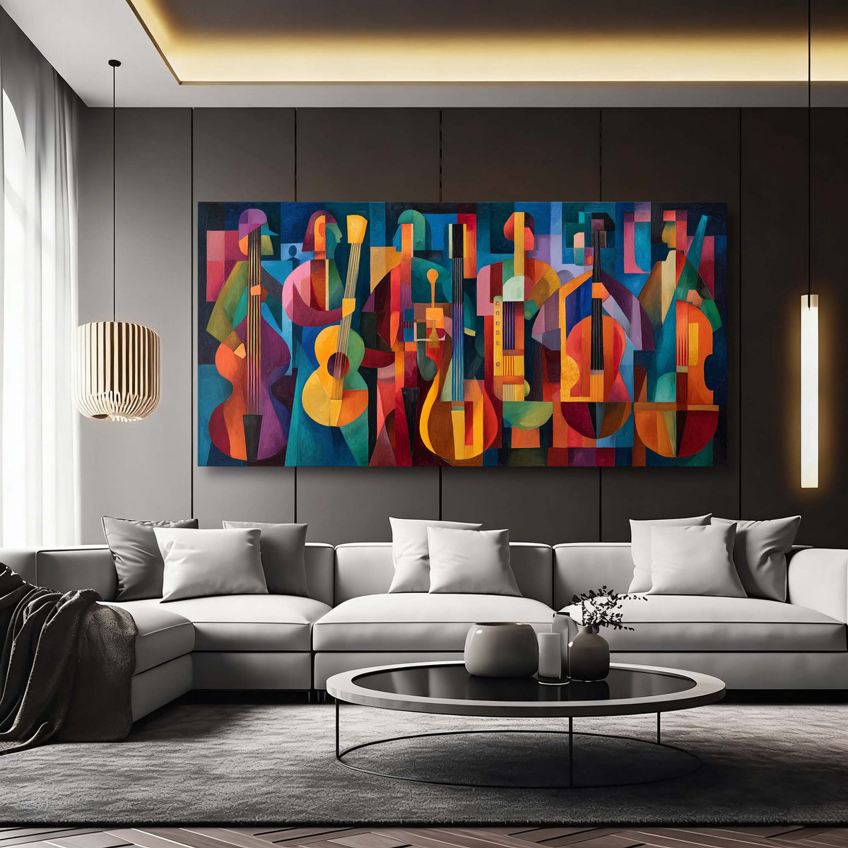 Purple Jazzy Abstract Wall Art for Living Room Canvas Painting Prints Artwork Family Bedroom Office Decor