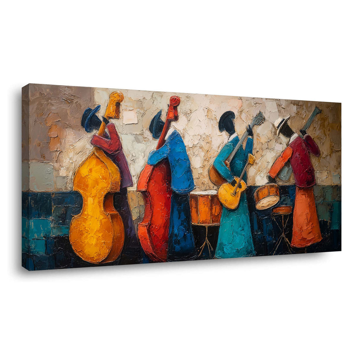 Navy Blue Jazzy Abstract Wall Art for Living Room Canvas Painting Prints Artwork Family Bedroom Office Decor