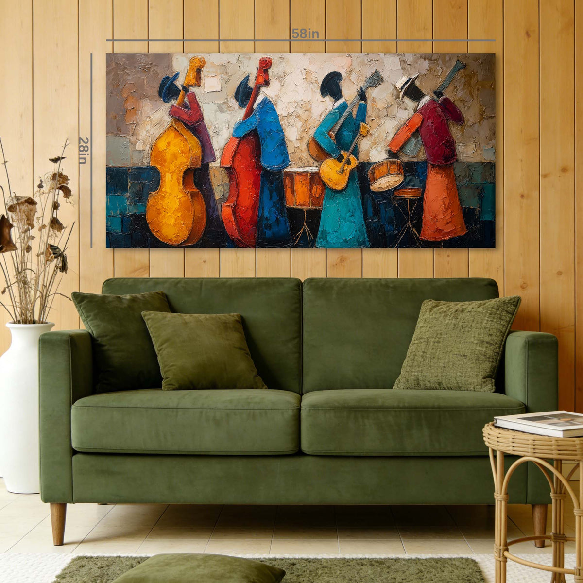 Navy Blue Jazzy Abstract Wall Art for Living Room Canvas Painting Prints Artwork Family Bedroom Office Decor