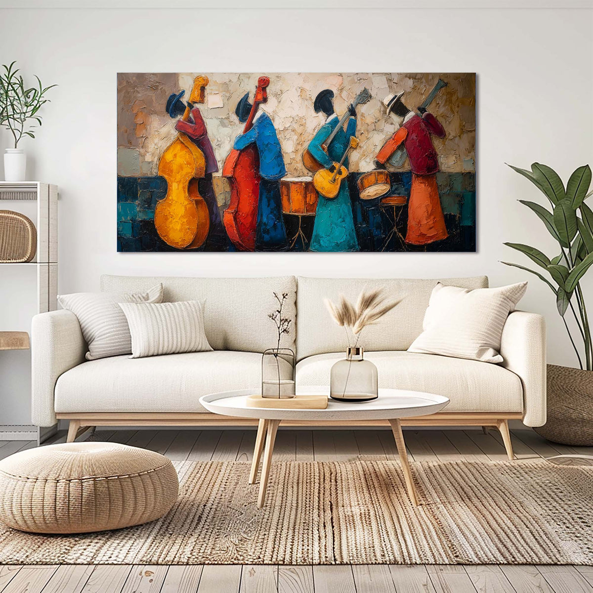 Navy Blue Jazzy Abstract Wall Art for Living Room Canvas Painting Prints Artwork Family Bedroom Office Decor