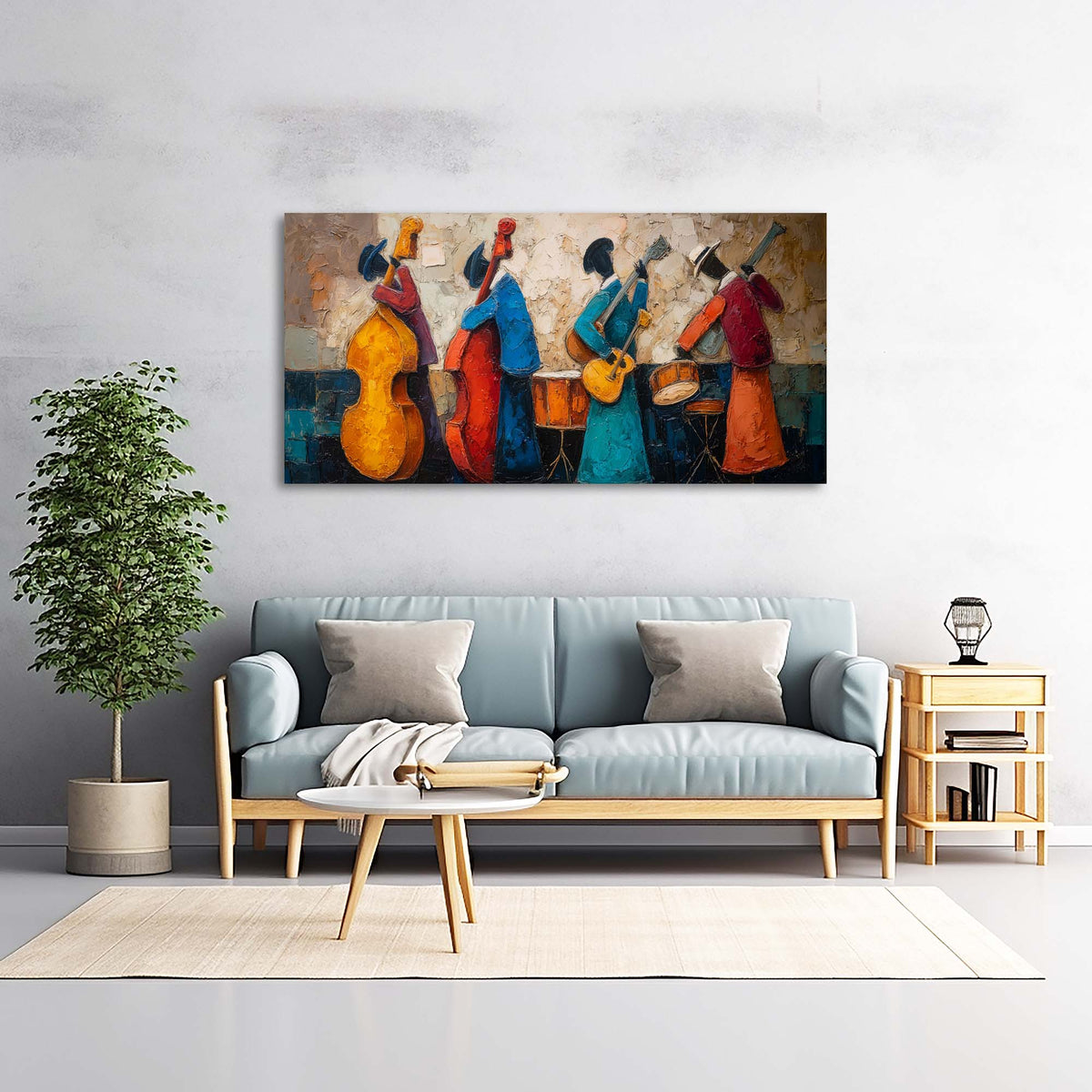 Navy Blue Jazzy Abstract Wall Art for Living Room Canvas Painting Prints Artwork Family Bedroom Office Decor