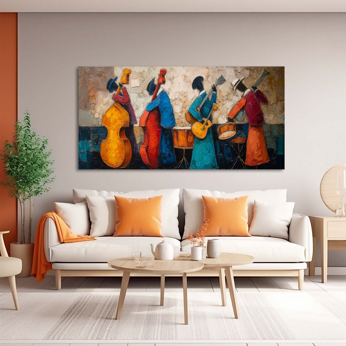 Navy Blue Jazzy Abstract Wall Art for Living Room Canvas Painting Prints Artwork Family Bedroom Office Decor