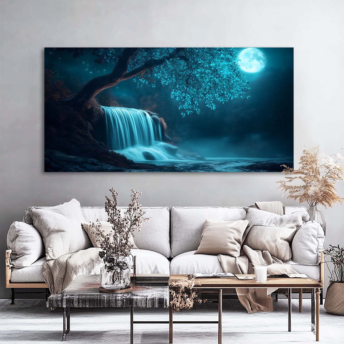 Navy Blue Mysterious Nature Wall Art Modern Canvas Painting Prints Artwork Office Hallway Bedroom Living Room Decor