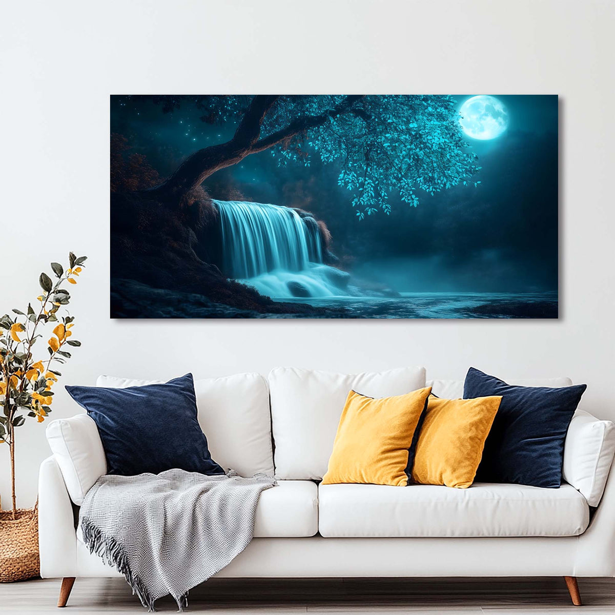 Navy Blue Mysterious Nature Wall Art Modern Canvas Painting Prints Artwork Office Hallway Bedroom Living Room Decor