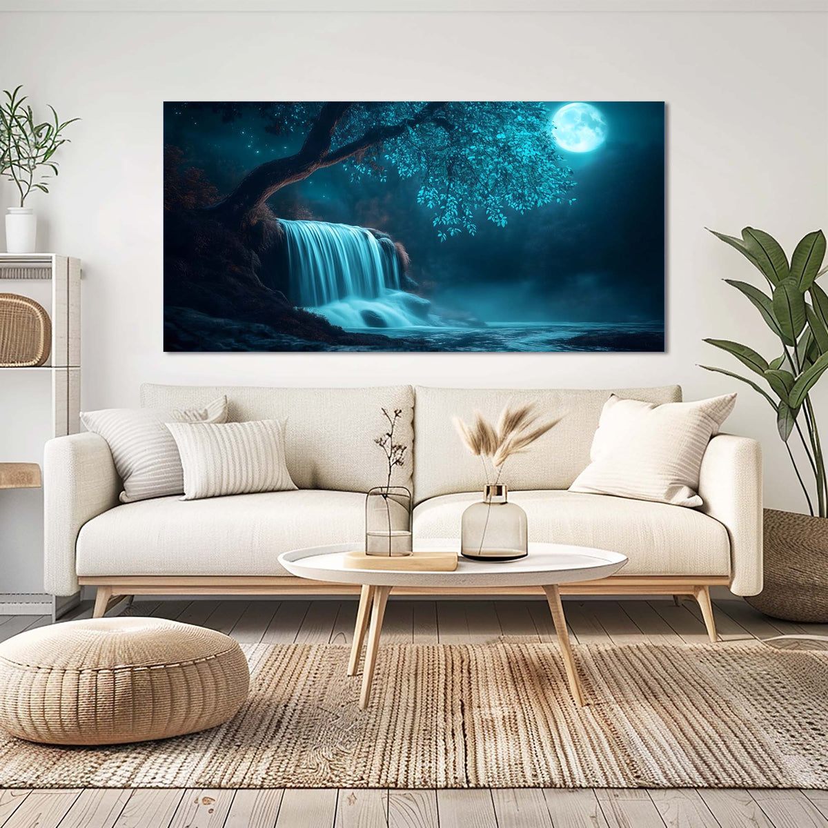 Navy Blue Mysterious Nature Wall Art Modern Canvas Painting Prints Artwork Office Hallway Bedroom Living Room Decor
