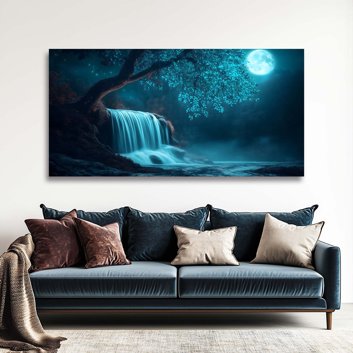 Navy Blue Mysterious Nature Wall Art Modern Canvas Painting Prints Artwork Office Hallway Bedroom Living Room Decor