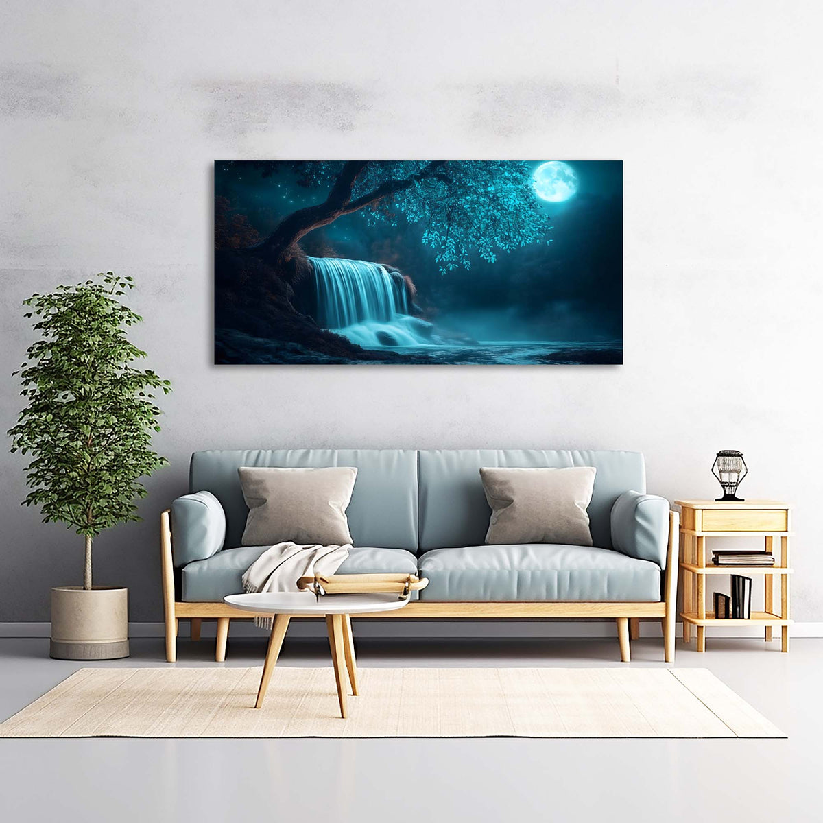 Navy Blue Mysterious Nature Wall Art Modern Canvas Painting Prints Artwork Office Hallway Bedroom Living Room Decor