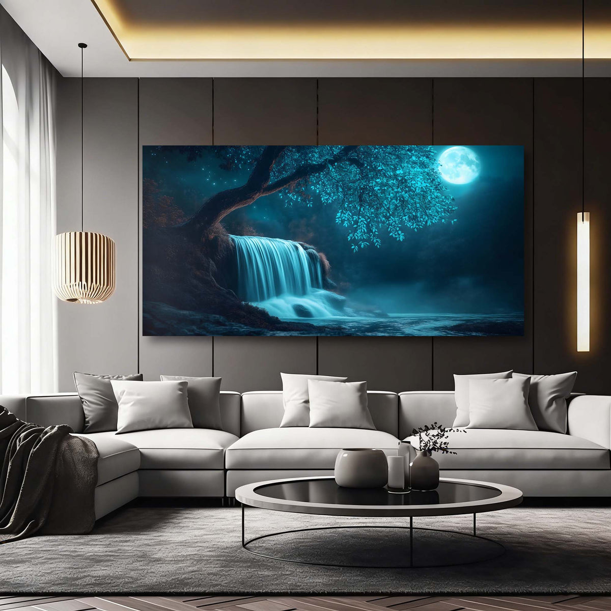 Navy Blue Mysterious Nature Wall Art Modern Canvas Painting Prints Artwork Office Hallway Bedroom Living Room Decor