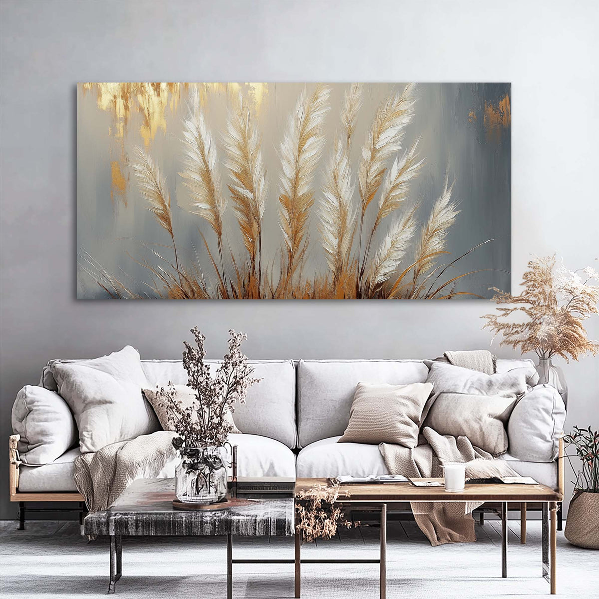 Gray Abstract Floral Wall Art Canvas Painting Prints Artwor Office Bedroom Living Room Decor