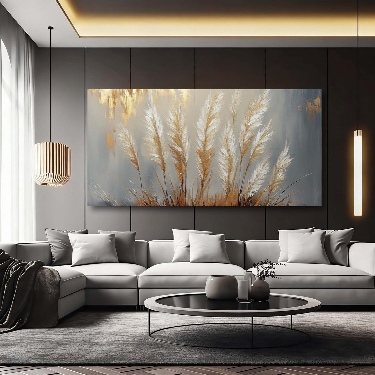 Gray Abstract Floral Wall Art Canvas Painting Prints Artwor Office Bedroom Living Room Decor