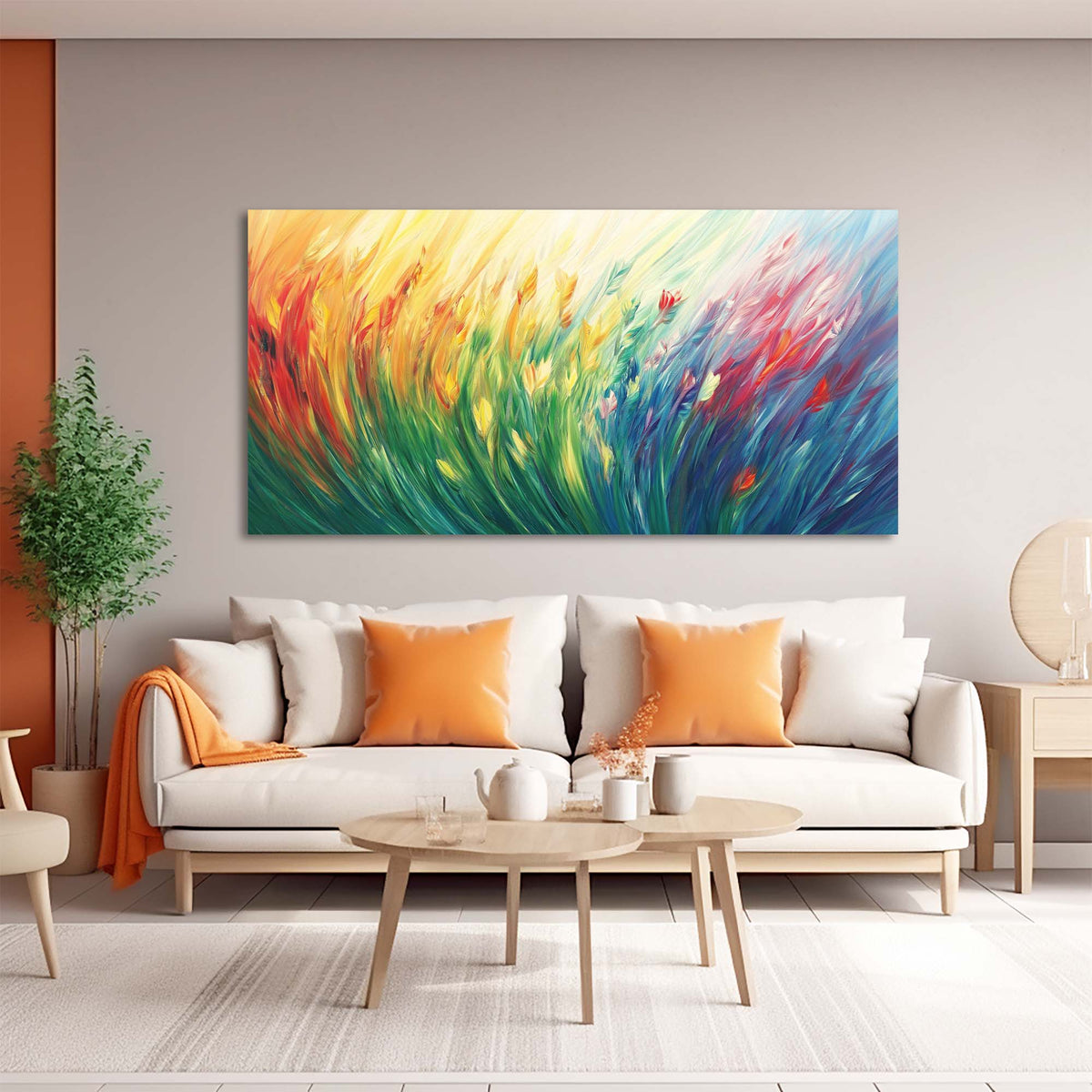 Orange Floral Wall Art Paintings Print Canvas Painting Prints Modern Artwork Office Living Room Over the Couch Bedroom Decor