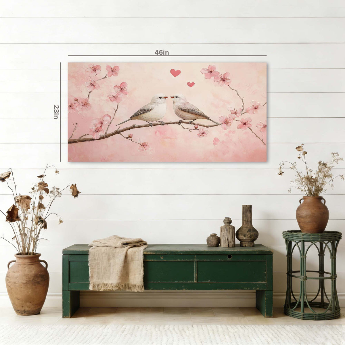 Pink Pretty Floral Canvas Wall Art for Living Room Prints Artwork Bedroom Office Decor