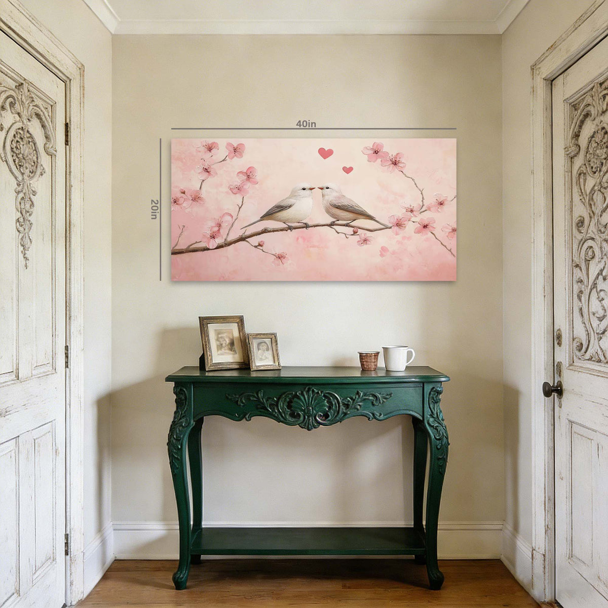 Pink Pretty Floral Canvas Wall Art for Living Room Prints Artwork Bedroom Office Decor