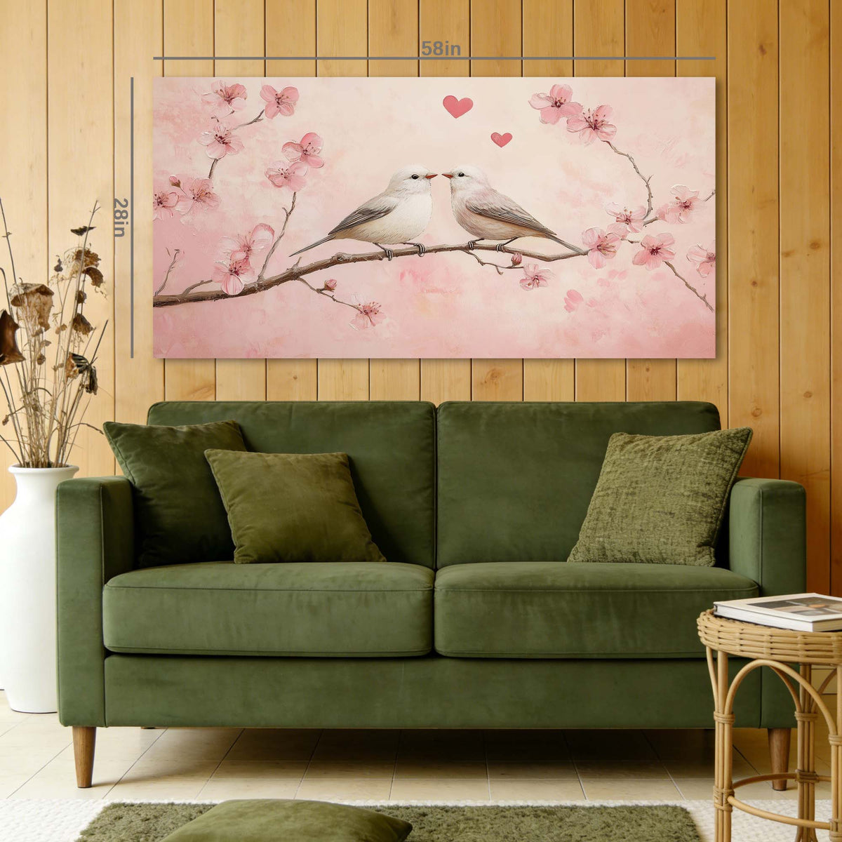 Pink Pretty Floral Canvas Wall Art for Living Room Prints Artwork Bedroom Office Decor