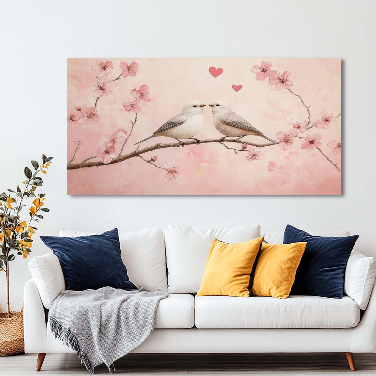 Pink Pretty Floral Canvas Wall Art for Living Room Prints Artwork Bedroom Office Decor