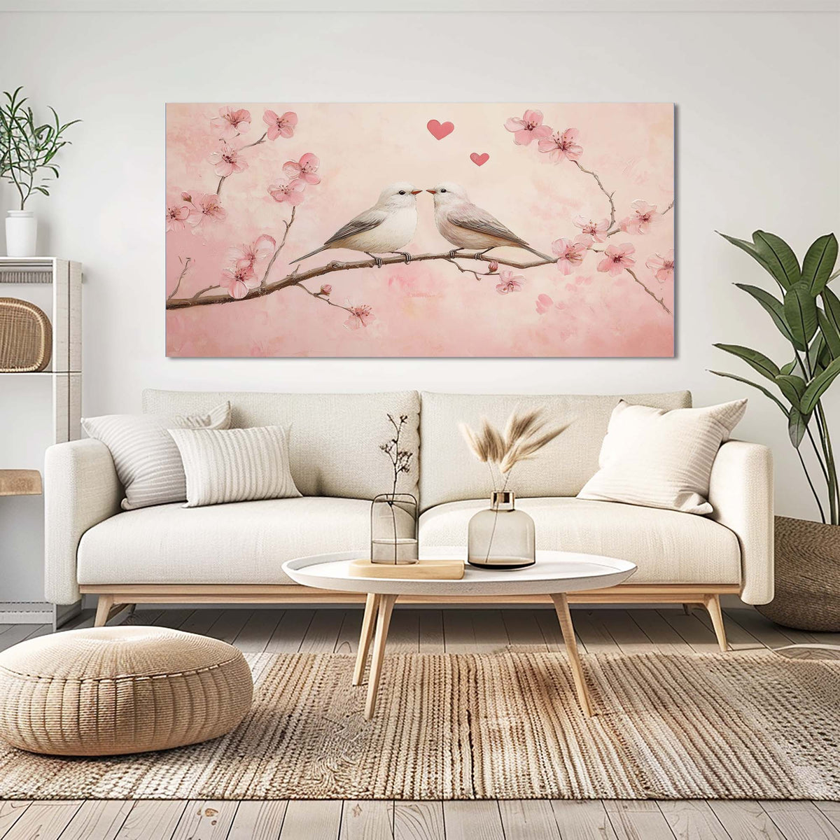 Pink Pretty Floral Canvas Wall Art for Living Room Prints Artwork Bedroom Office Decor