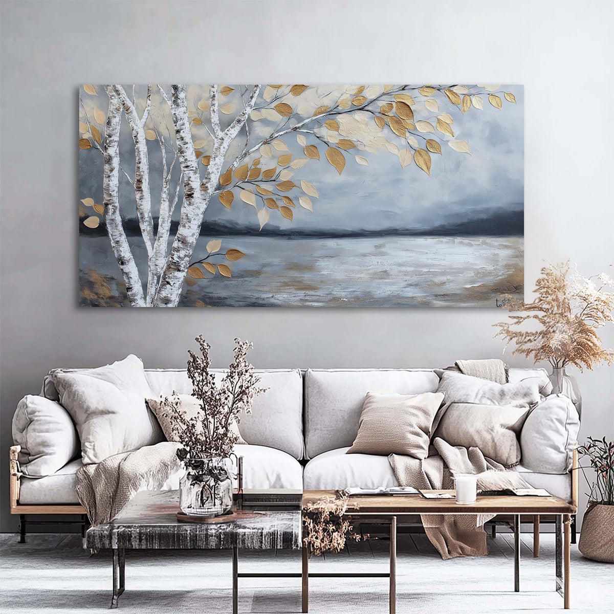 White Nature Wall Art for Living Room Canvas Painting Prints Art Deco Artwork Office Bedroom Decor