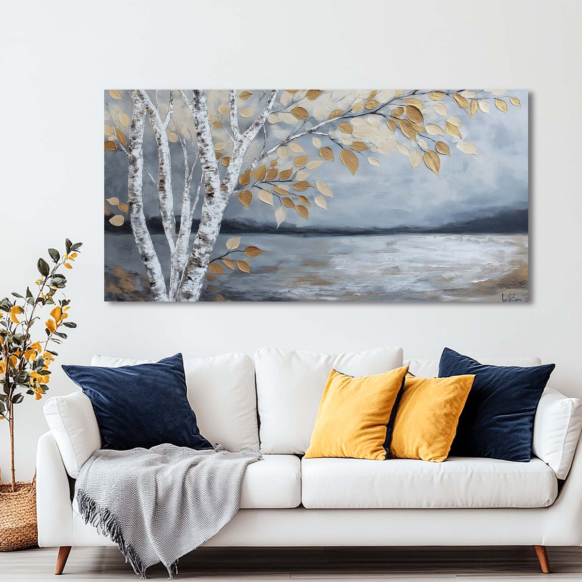White Nature Wall Art for Living Room Canvas Painting Prints Art Deco Artwork Office Bedroom Decor