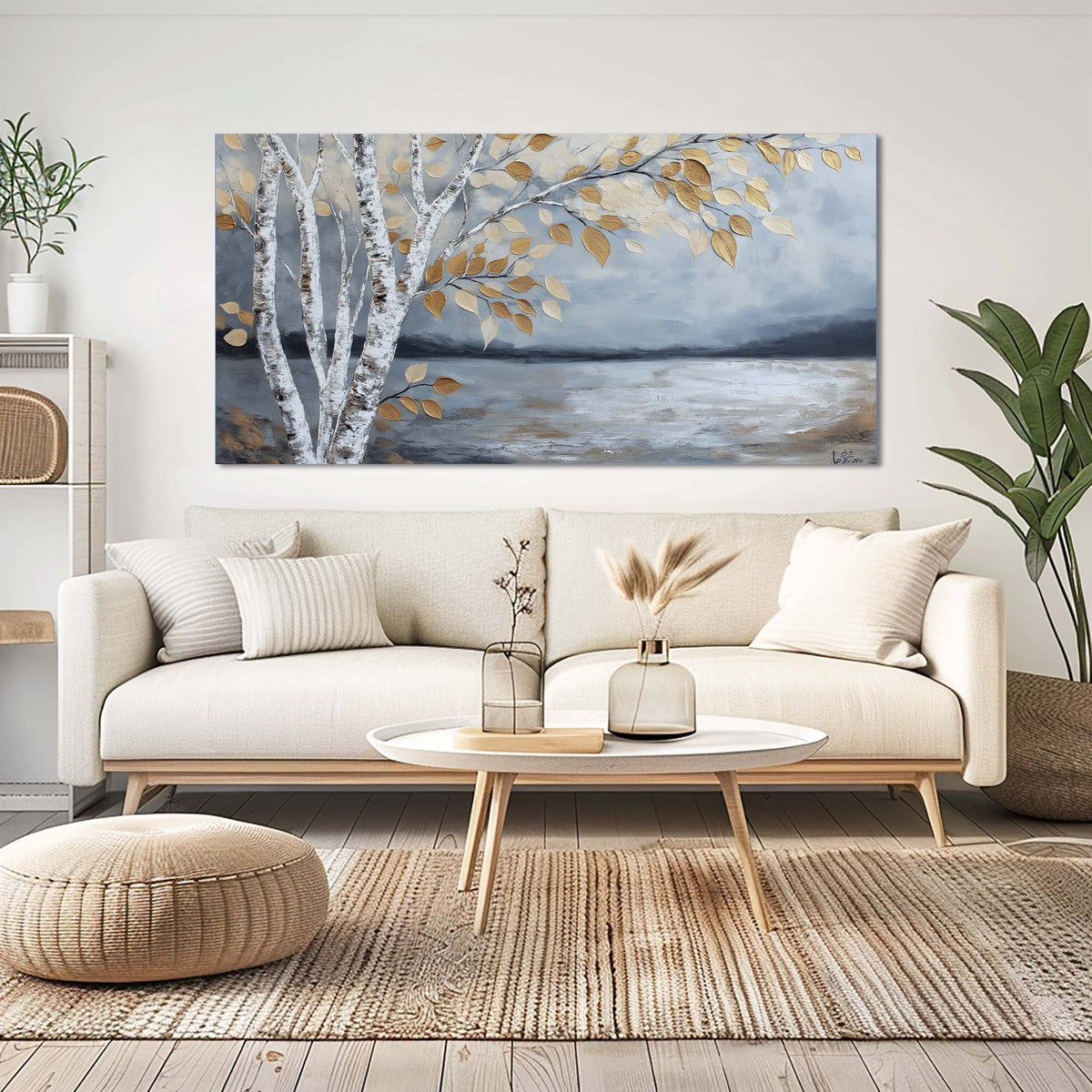 White Nature Wall Art for Living Room Canvas Painting Prints Art Deco Artwork Office Bedroom Decor