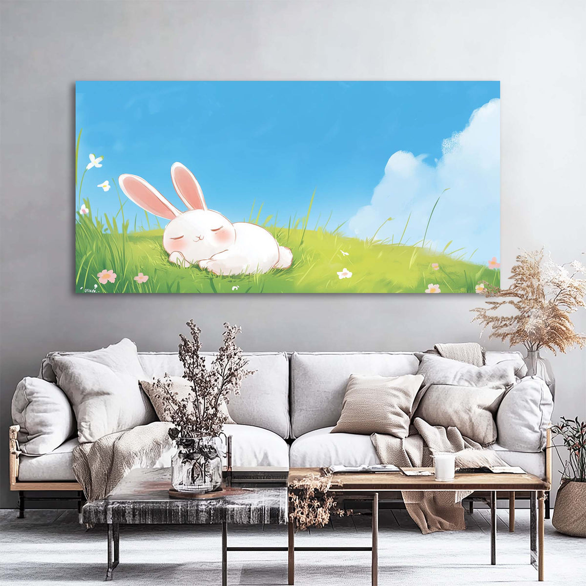 Blue Pretty Animals Wall Art Art Deco Painting Prints Canvas Artwork Living Room Family Bedroom Office Decor